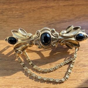 Elegant Gold and Black Hair clip!  1928 Jewelry Brand. Made in FRANCE